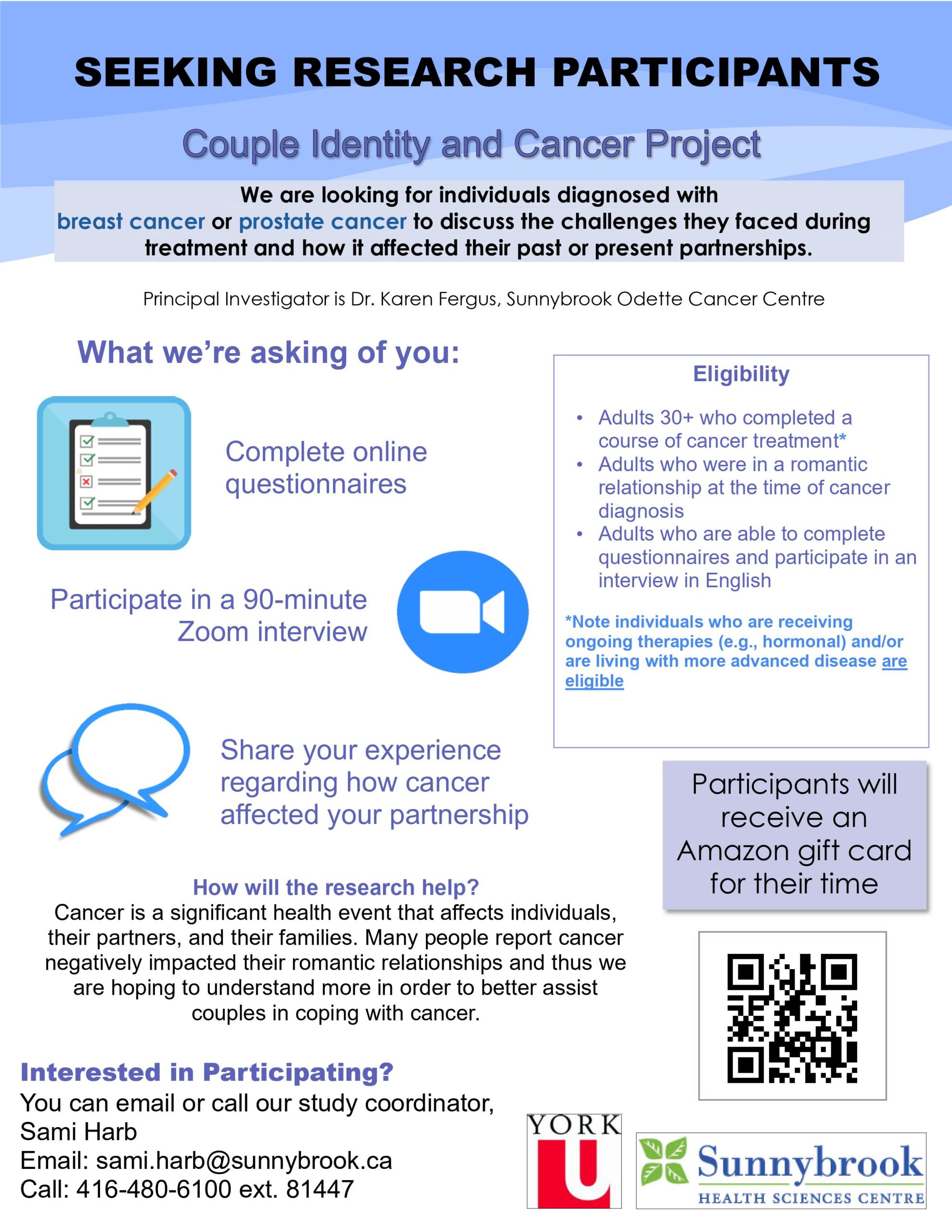 Flyer for the Couple Identity and Cancer Project